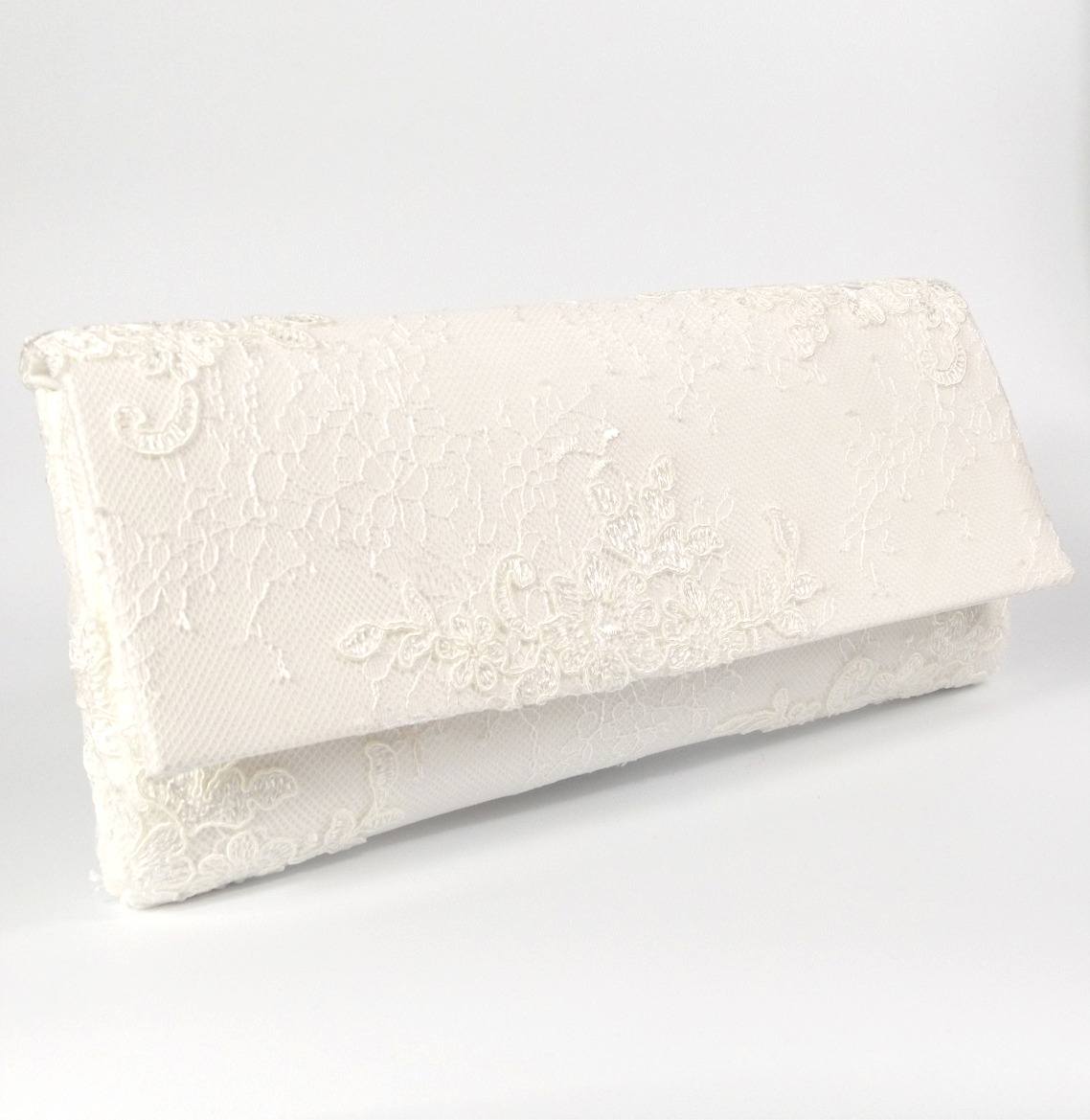 Tasche Clutch Weiss Hochzeit Reisepasshülle Kofferanhänger Clutch