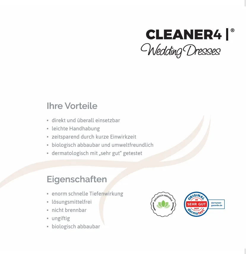 Anwendung des Cleaner4 Wedding Dresses Brautkleid-Reinigers mit Mikrofasertuch