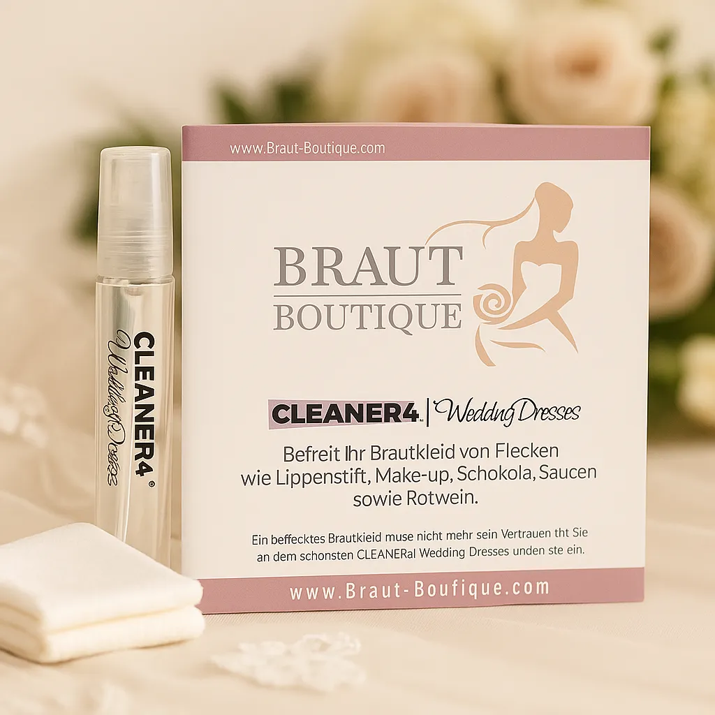 Notfallreiniger für Brautkleider – Cleaner4 Wedding Dresses Set mit Sprühflasche, Mikrofasertuch und Anleitung
