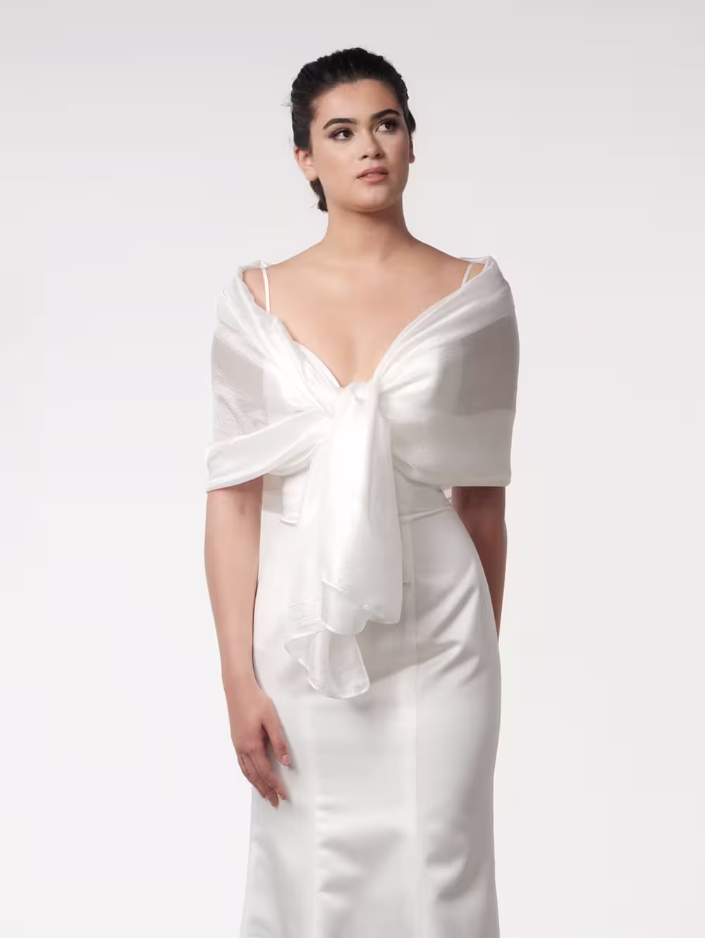 Stola aus transparentem Gewebe | Ivory oder Champagne