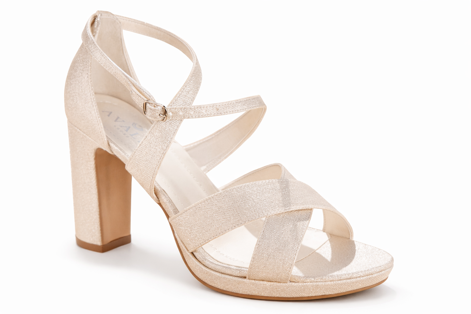 DILMAR goldene Brautsandale mit 12 cm Blockabsatz