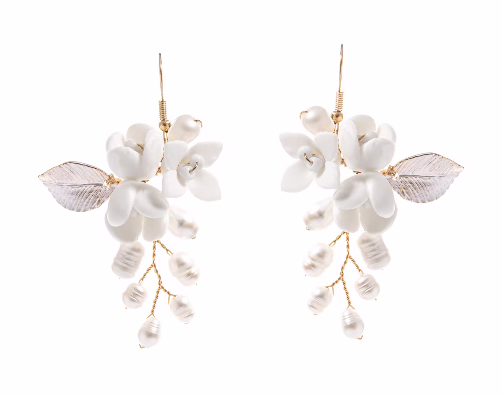ohrringe, blumen, weiß, edelsteine, gold