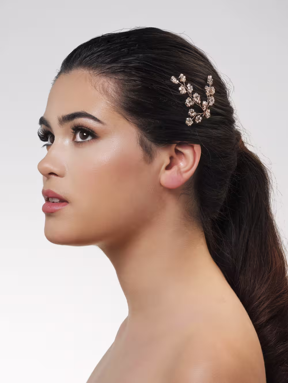 Deluxe Rosé Haarspange mit Perlen