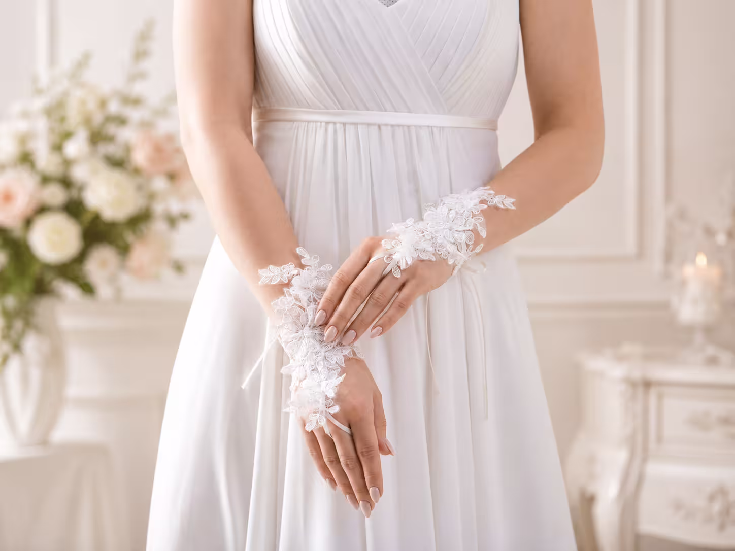Brautkleid, Trauung, Spitze, Armstulpen, Hochzeitskleid