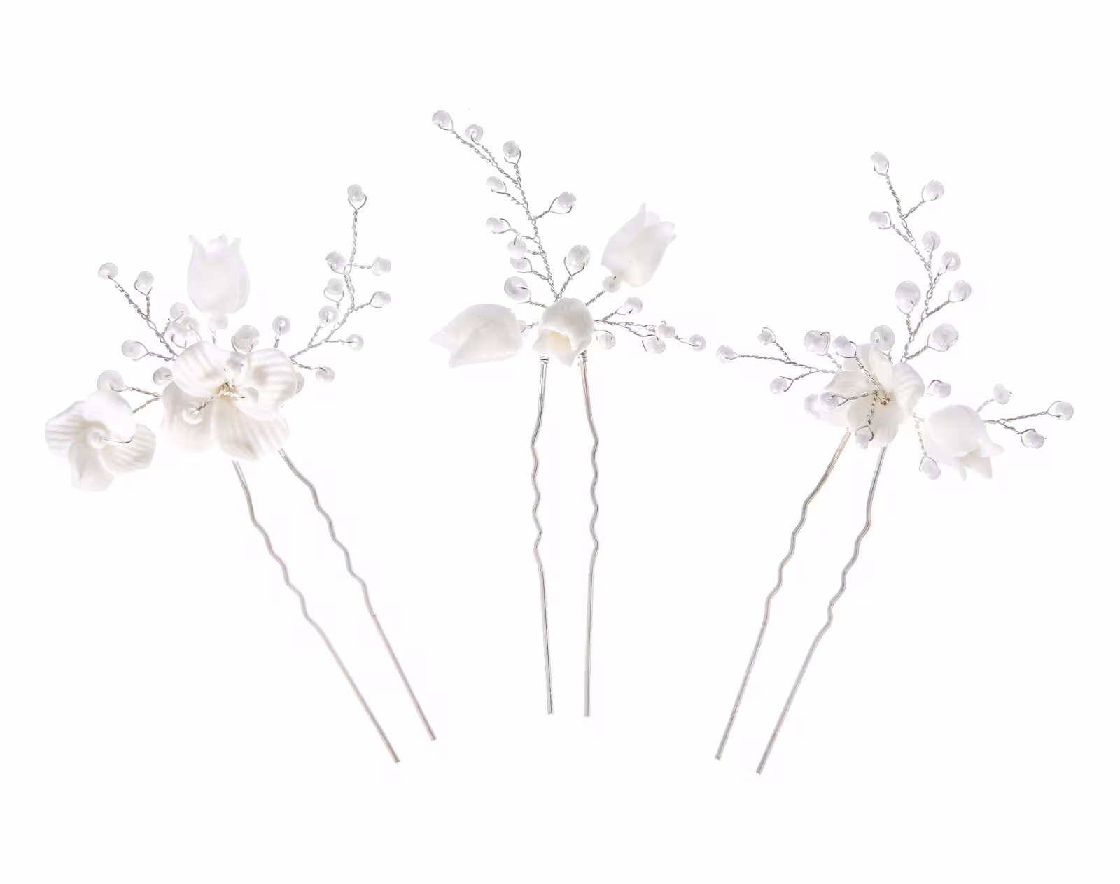 haarspange, blumenhaarnadel, weiße deko, kunstblumen, brautaccessoire