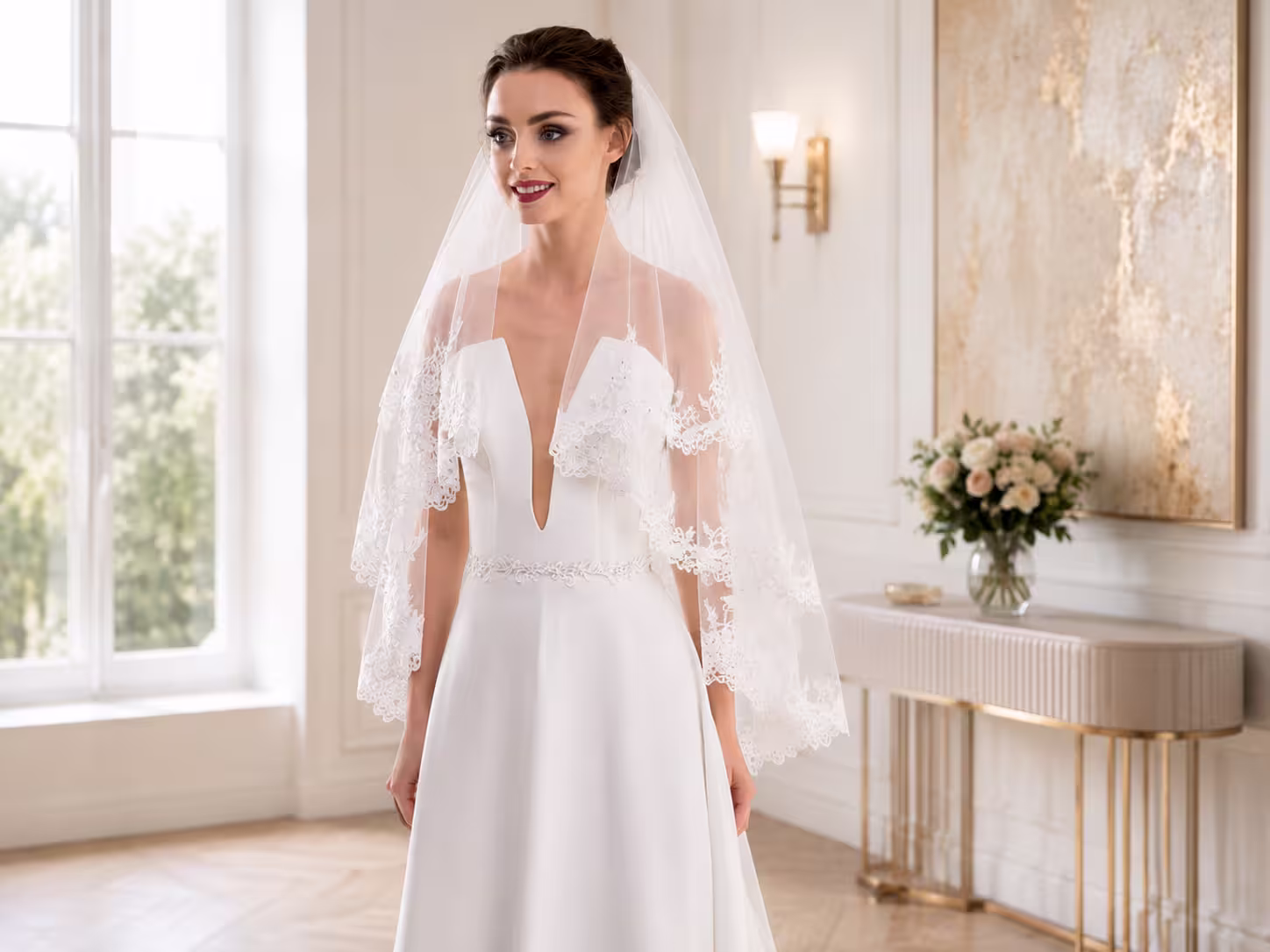 hochzeitskleid, brautkleid, veiled, plissée, spitze