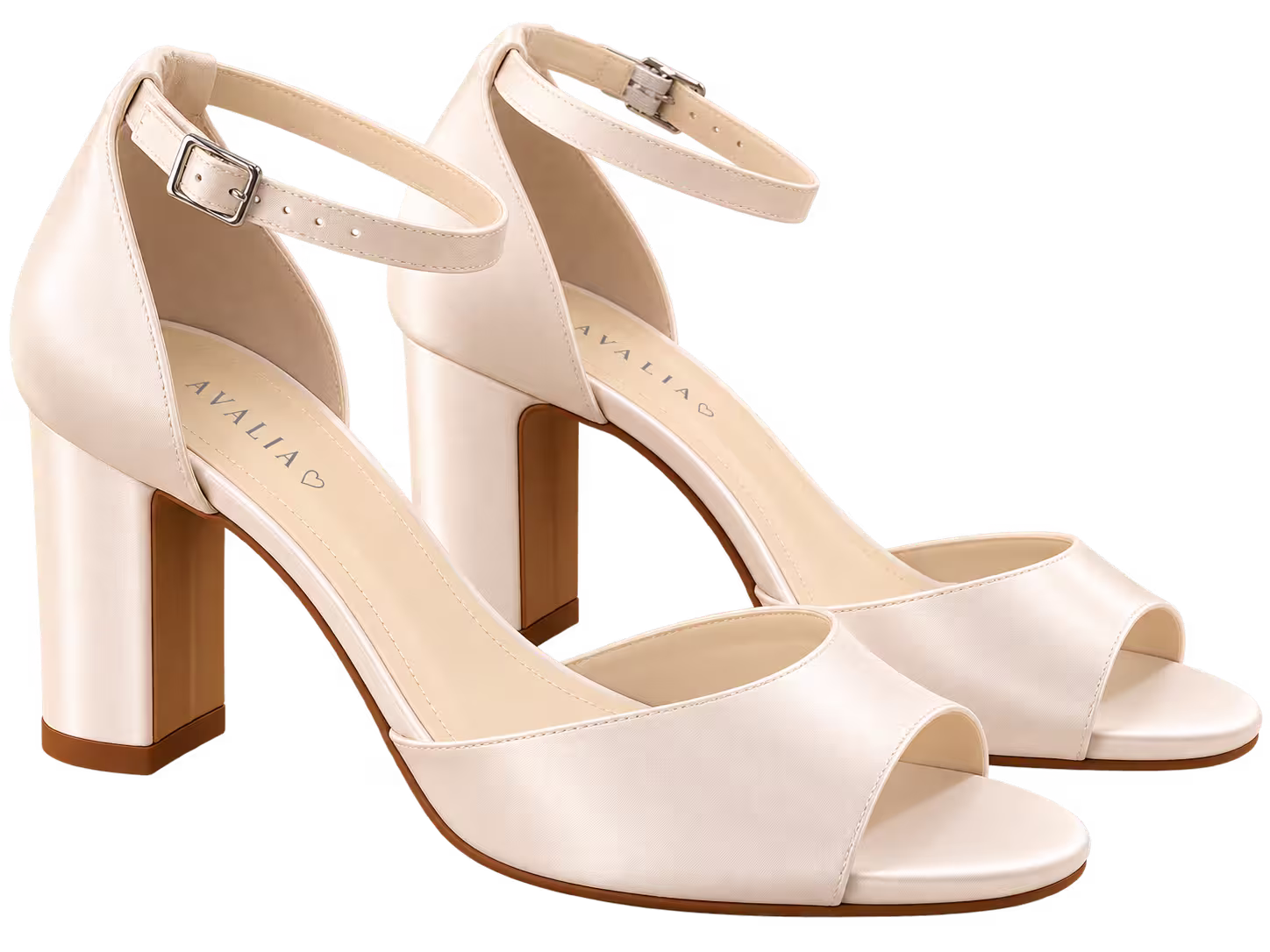 Brautsandale Zazu aus Ivory Satin mit 6 cm Blockabsatz