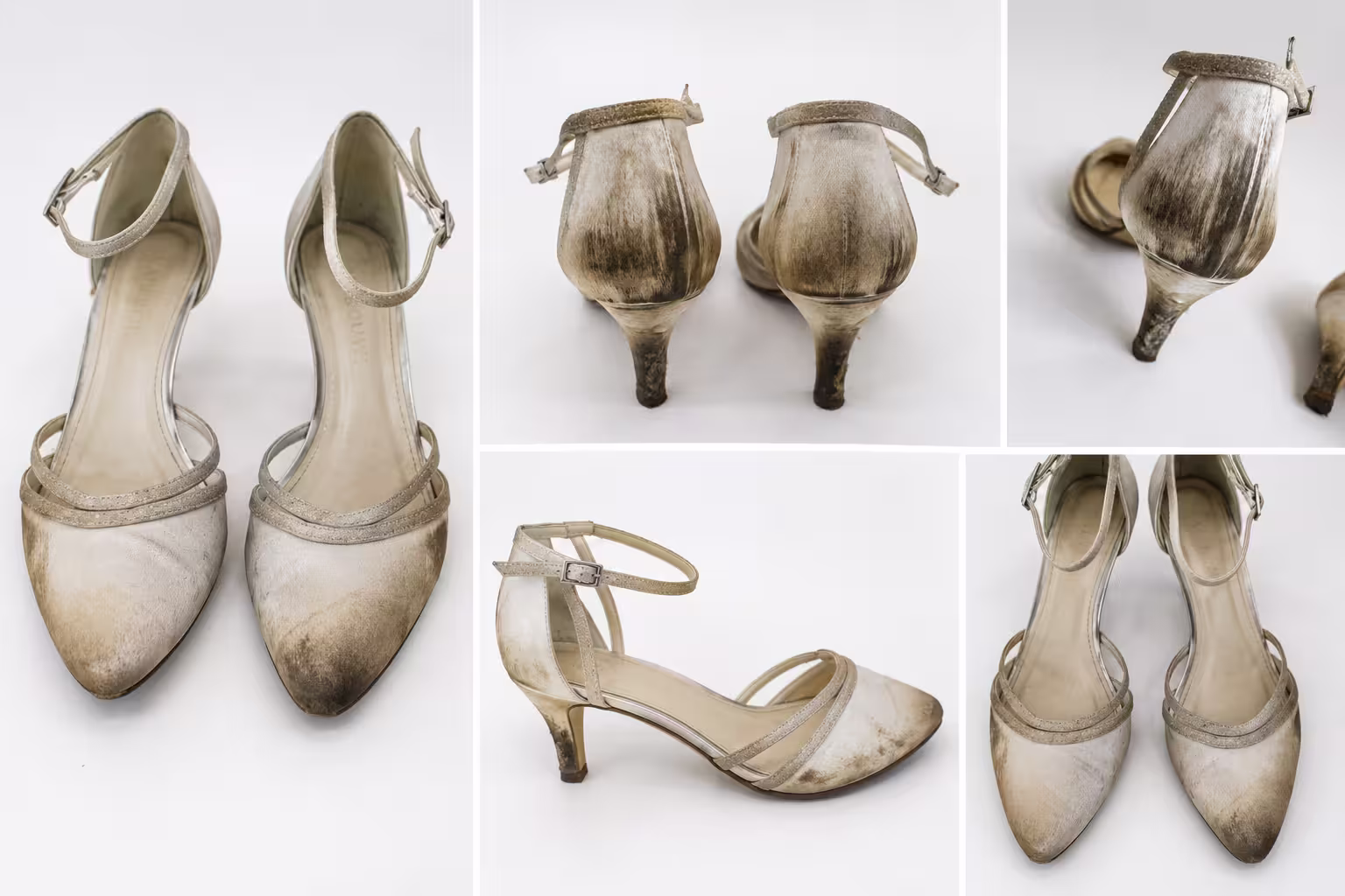 High heels, Riemchen-Pumps, Beige, Schuhe mit Spitzenzehen, schmutzig/schmutzige Sohlen