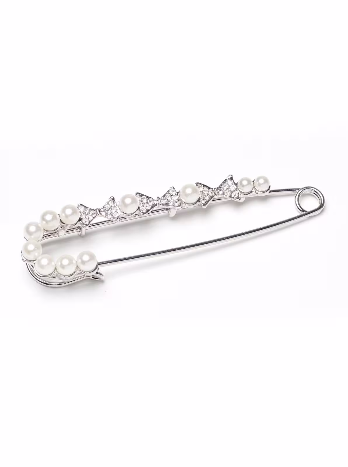 Schleppennadel mit Strass und Perlen