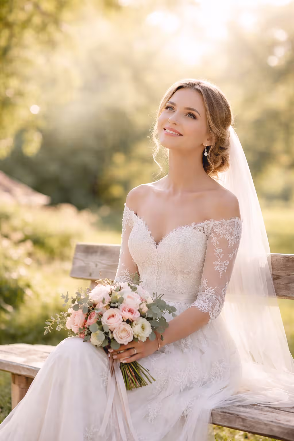 Kleid, Formelle Kleidung, Hochzeitskleid, Blumen-Arrangement, Blumenstrauß