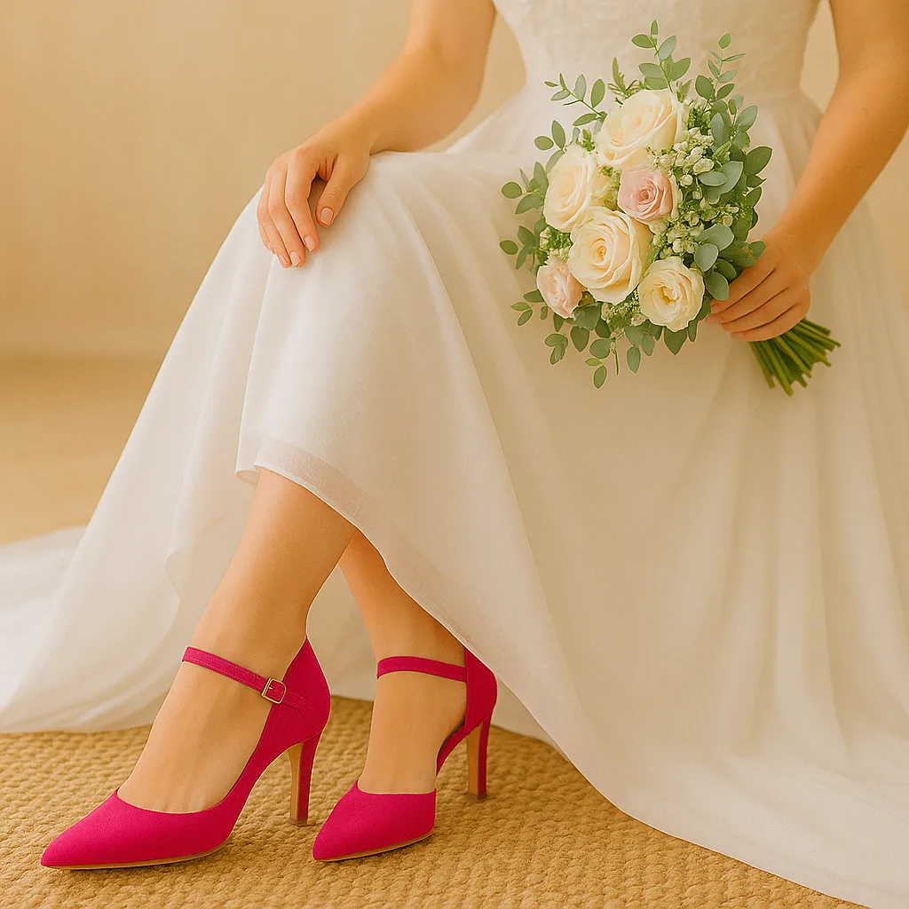 Schuh, Blumen-Arrangement, Blumenstrauß, Hoher Absatz, Kleid