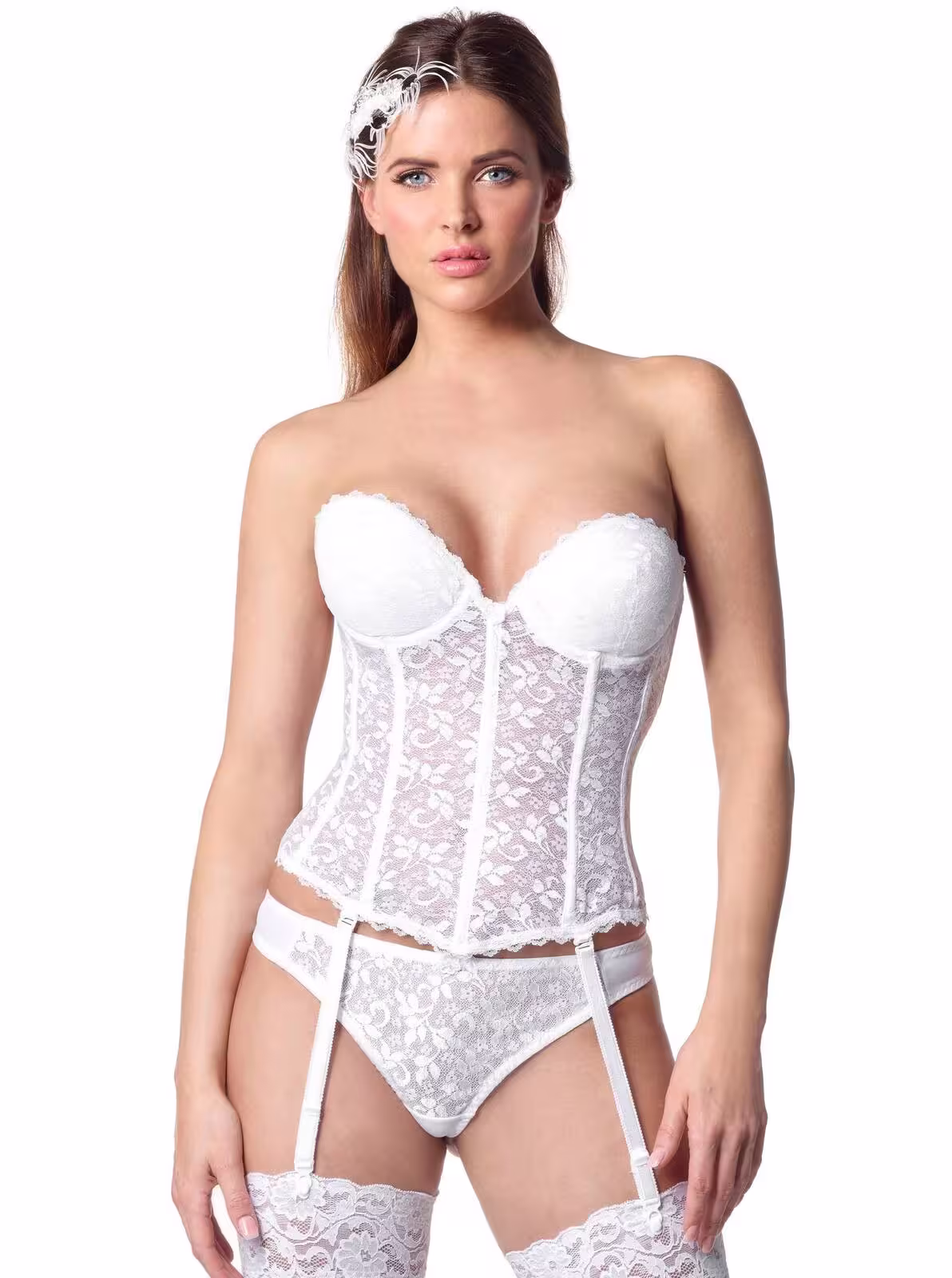 Luxuriöse Corsage aus Spitze mit tiefem Rücken