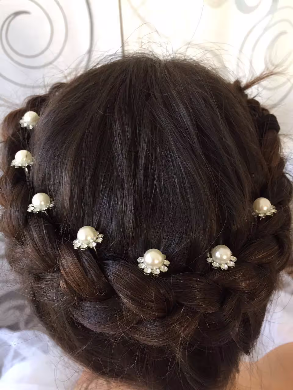 Haarnadel mit Strass und Perle