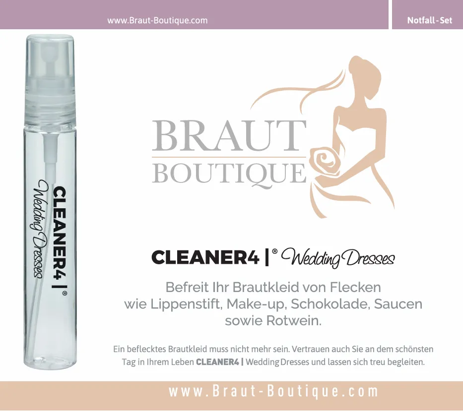 Original Cleaner4 Wedding Dresses Anleitung – Notfallreiniger fürs Brautkleid mit Anwendungshinweisen