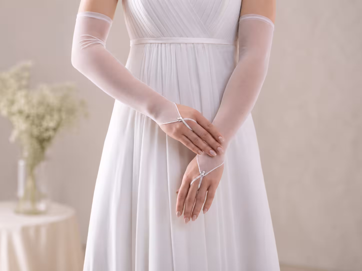 Hemdarmreif, Bridal, Armstulpen, Elfenbein, Kleid-Detail