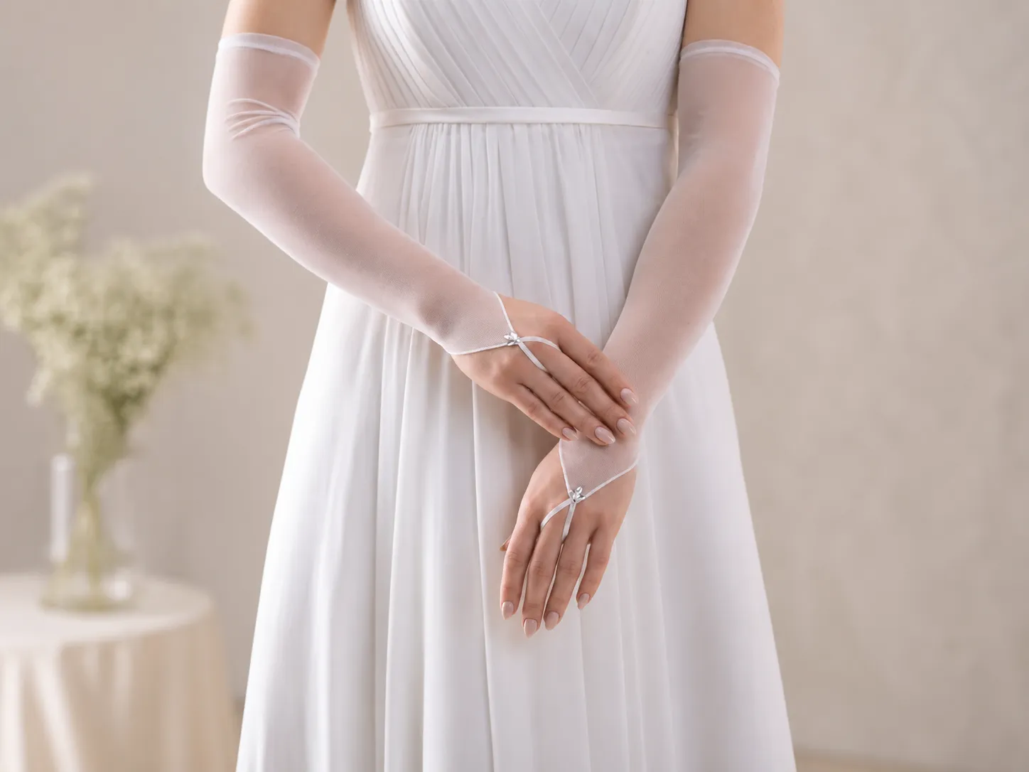 Hemdarmreif, Bridal, Armstulpen, Elfenbein, Kleid-Detail
